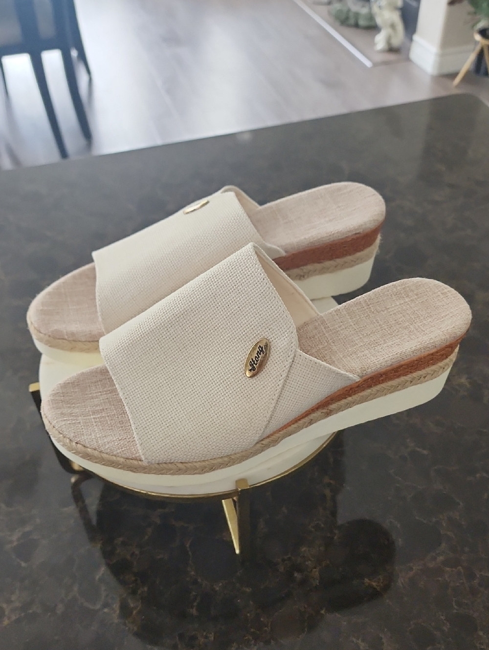 Casual Cream Slide Wedge Sandals - Comfortable Summer Slip-Ons